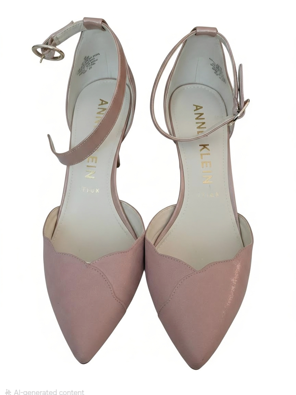 Anne Klein Blush Pink Pointed-Toe Ankle-Strap Heels